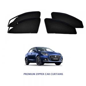 Premium Magnetic Curtain with Zipper for New Swift Dzire  - Black